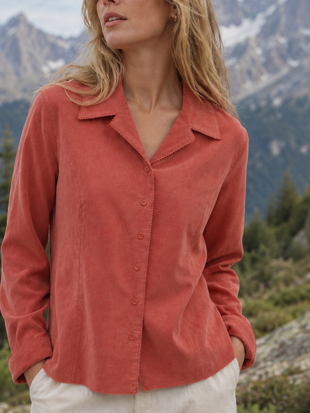 Vintage Telluride Clothing Co. Genuine Suede Leather Sunset Coral Shirt Jacket